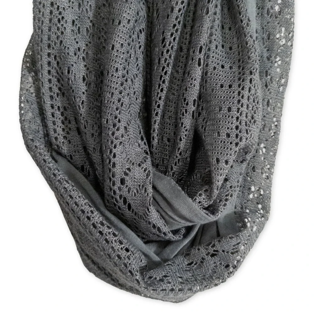 Gray Crochet Knit‎ Infinity Scarf Lightweight Fashion Accessory Business Casual